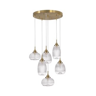 Nova Luce Mond - lampe suspendue - Ø 51 x 120 cm - or / verre transparent -5 x E14