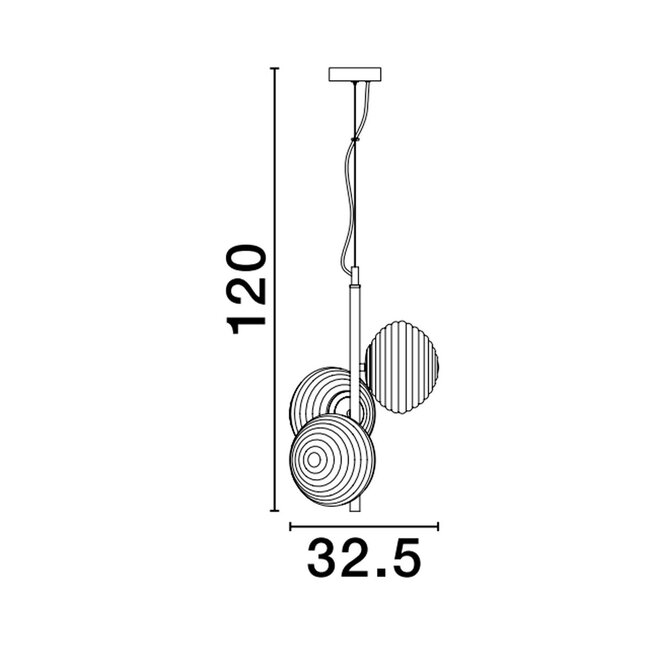 Allen - hanglamp - Ø 32 x 120 cm - goud / opaal glas -3 x E14
