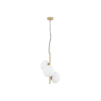 Nova Luce Allen - hanging lamp - Ø 32 x 120 cm - gold / opal glass -3 x E14