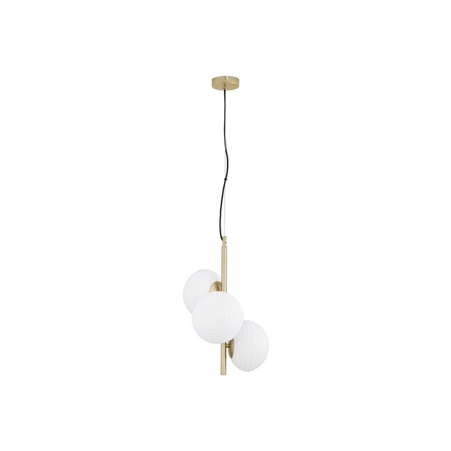 Allen - hanglamp - Ø 32 x 120 cm - goud / opaal glas -3 x E14