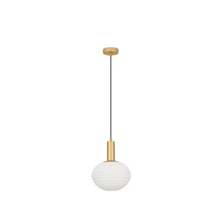 Nova Luce Allen - hanging lamp - Ø 24 x 120 cm - gold / opal glass - E27