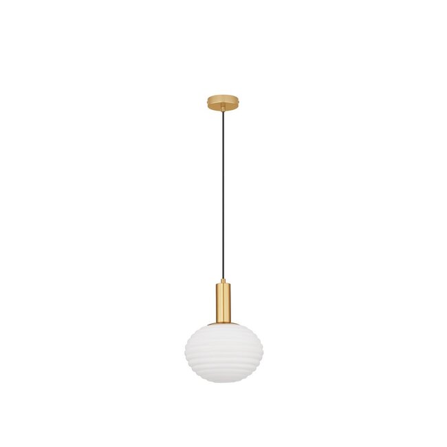 Allen - hanging lamp - Ø 24 x 120 cm - gold / opal glass - E27