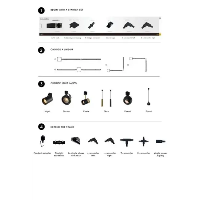 TRACK NIGEL Rail spot - 1-phase Track system / Track lighting - 1xGU10 - Black - 09951/01/30