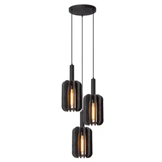 Lucide RAFAL - Lampe à suspension - Ø 50 cm - 3xE27 - Gris - 45492/13/36