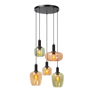 Lucide ILONA - Hanging lamp - 5xE27 - Black - 45408/15/99