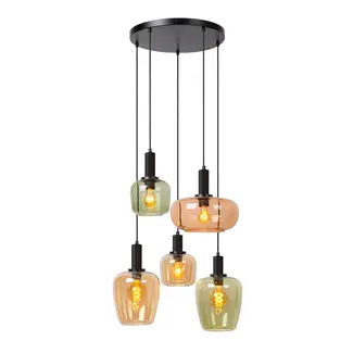 Lucide ILONA - Hanglamp - 5xE27 - Zwart - 45408/15/99