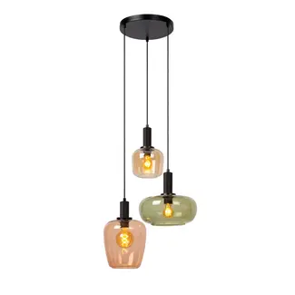 Lucide ILONA - Hanging lamp - 3xE27 - Black - 45408/13/99