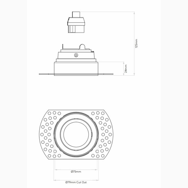 Trimless Slimline Round Adjustable Fire-Rated Matte white