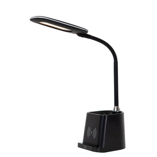 Lucide PENNY - Desk lamp - LED Dim. - 1x4,7W 3000K - With wireless charger - Black