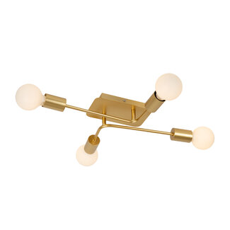 Lucide LESTER - Plafonnière - 4xE27 - Mat Goud / Messing