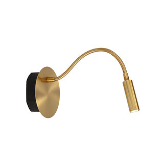 Lucide JOLIJN - Oplaadbare Bedlamp / Wandlamp - Accu/Batterij - Ø 11 cm - LED - 1x2W 3000K - Magnetisch - Mat Goud / Messing