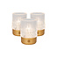 Lucide LILI - Oplaadbare Tafellamp - Accu/Batterij - Ø 8 cm - LED Dimb. - 1x3W 2700K/3000K - Mat Goud / Messing - Set van 3