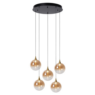 Lucide Premium GISELA - Pendant light - Ø 48 cm - LED Dim. - 5x3,8W 2700K - Amber