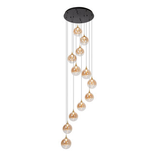 Lucide Premium GISELA - Pendant light - Ø 61 cm - LED Dim. - 12x3,6W 2700K - Amber