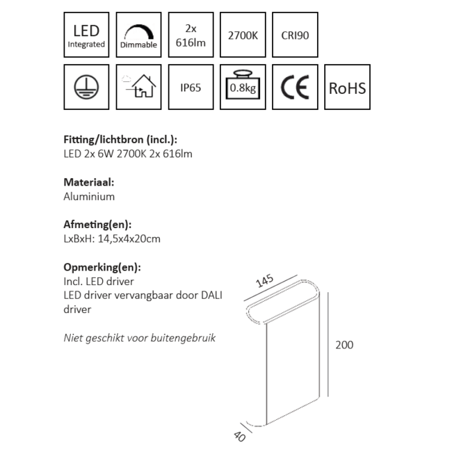 LED wall luminaire DIAZ-L up / down