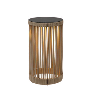 Lucide PINGI - Oplaadbare Vloerlamp Binnen/Buiten - Accu/Batterij - Ø 33,5 cm - LED 3 StepDim - 1x3W 3000K - IP44 - Taupe