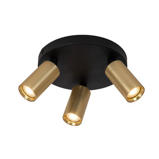 Lucide RITMO - Ceiling spotlight - Ø 18 cm - 3xGU10 (MR11) - Matt Gold / Brass