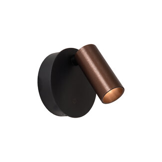 Lucide TONI - Oplaadbare Wandspot / Wandlamp - Accu/Batterij - Ø 8,1 cm - LED Dimb. - CCT - 1x2W 2700K/4000K - Magnetisch - Koffie
