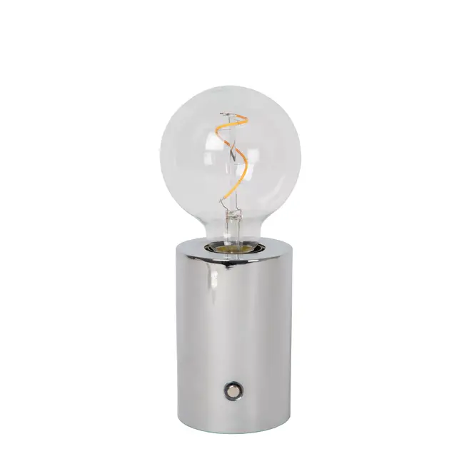 VIVO - Oplaadbare Tafellamp - Accu/Batterij - Ø 8 cm - LED Dimb. - E27 - 1x1W 2700K - Chroom - 52502/01/11