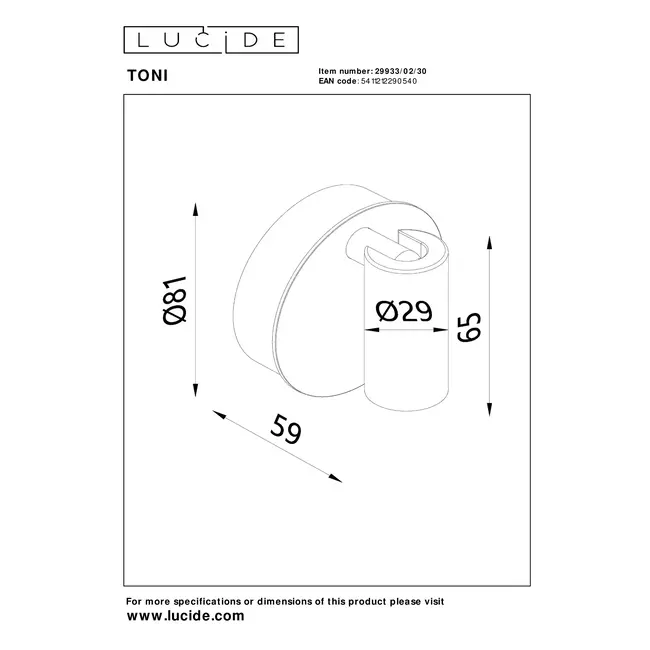TONI - Spot mural / Applique mural Rechargeable - Batterie/Piles - Ø 8,1 cm - LED Dim. - CCT - 1x2W 2700K/4000K - Magnétique - Noir - 29933/02/30