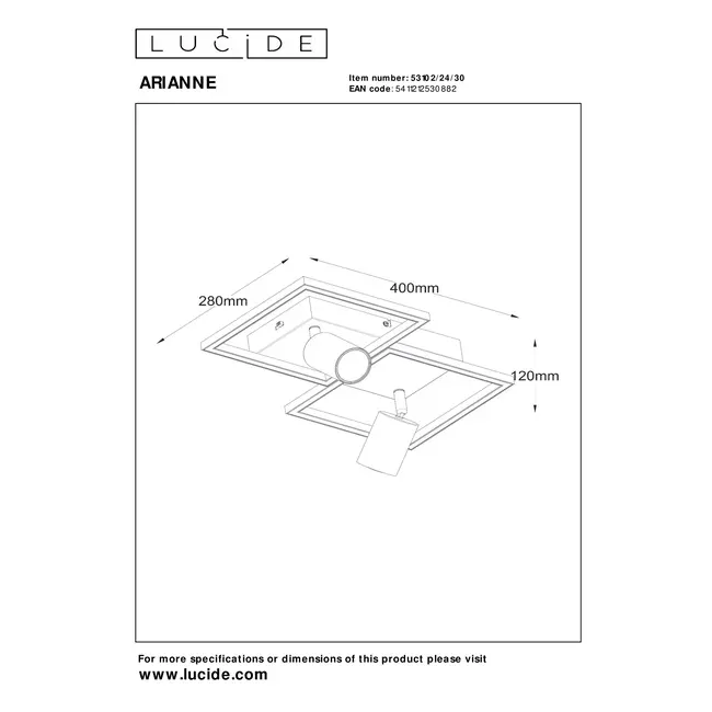 ARIANNE - Plafonnière - LED - 2xGeïntegreerde LED - 2xGU10 - Zwart - 53102/24/30
