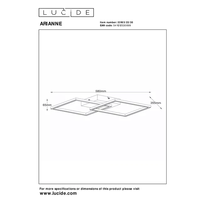 ARIANNE - Plafonnière - LED - CCT - 1x23W 2700K/4000K - Zwart - 53103/22/30