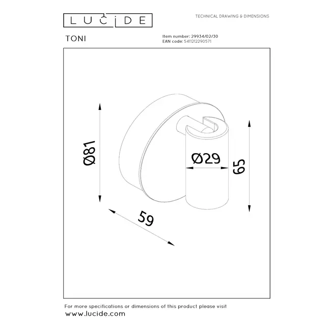 TONI - Spot mural / Applique mural Rechargeable - Batterie/Piles - Ø 8,1 cm - LED Dim. - CCT - 1x2W 2700K/4000K - Détecteur De Mouvement (désactivable) - Magnétique - Noir - 29934/02/30