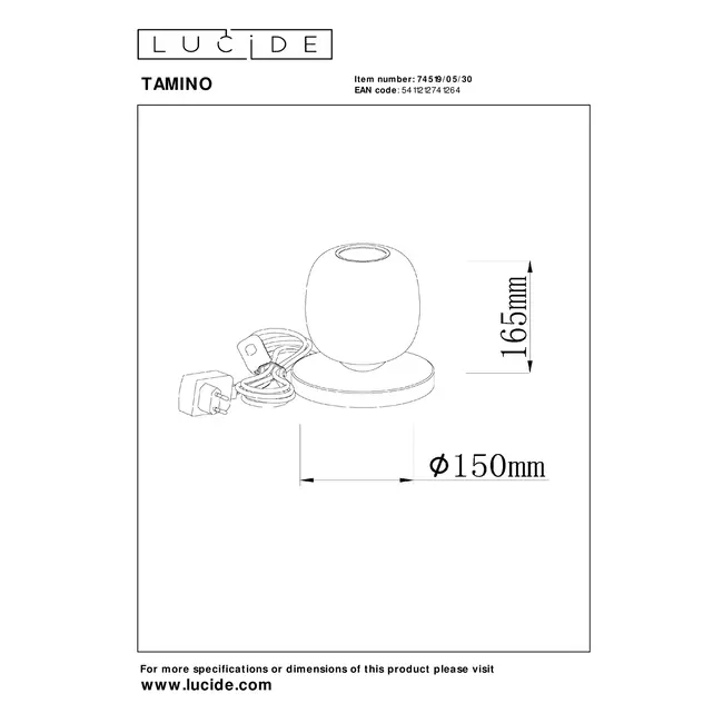 TAMINO - Lampe de table - Ø 15 cm - LED - 1x6W 3000K - Noir - 74519/05/30