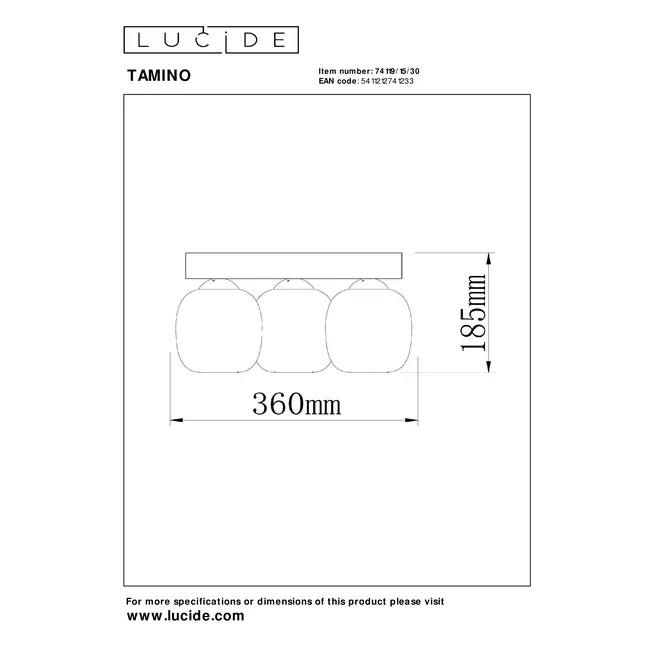 TAMINO - Flush ceiling light - LED Dim. - 3x5,6W 3000K - Black - 74119/15/30