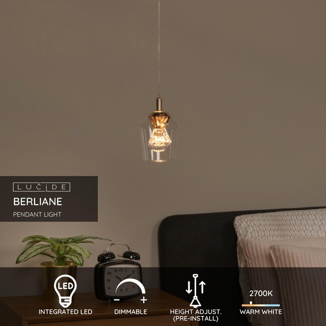 BERLIANE - Pendant light - Ø 12 cm - LED Dim. - 1x4W 2700K - With replaceable LED module - Transparant - 00430/04/60