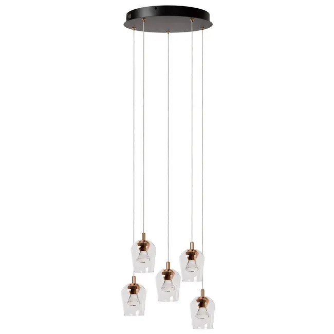 BERLIANE - Pendant light - Ø 34 cm - LED Dim. - 5x4W 2700K - With replaceable LED module - Transparant - 00430/21/60
