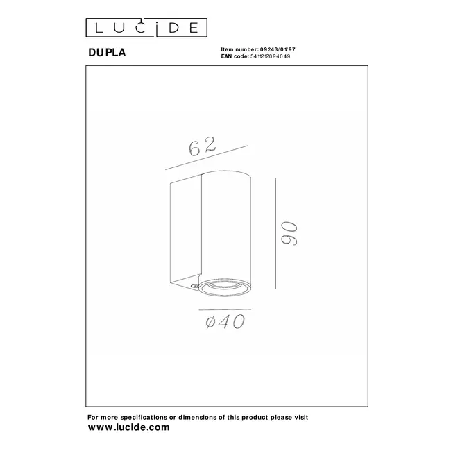 DUPLA - Spot mural / Applique mural - 1xGU10 (MR11) - Rouille - 09243/01/97