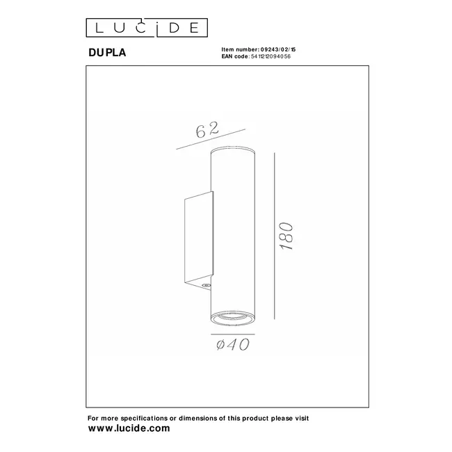 DUPLA - Wandspot / Wandlamp - 2xGU10 (MR11) - Grijs ijzer - 09243/02/15
