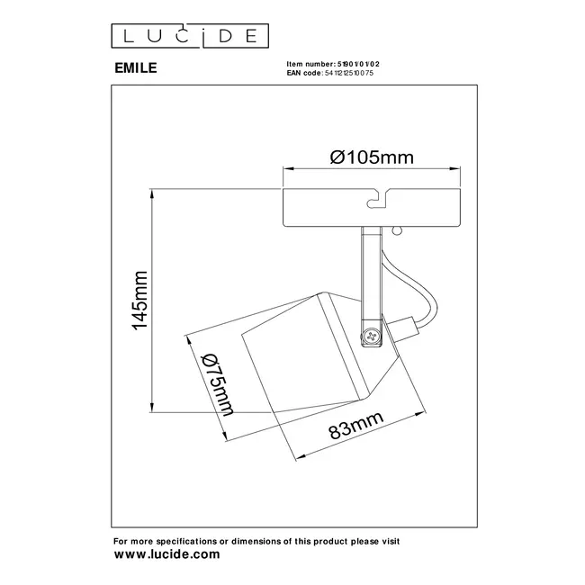 EMILE - Ceiling spotlight - Ø 10,5 cm - 1xGU10 - Matt Gold / Brass - 51901/01/02