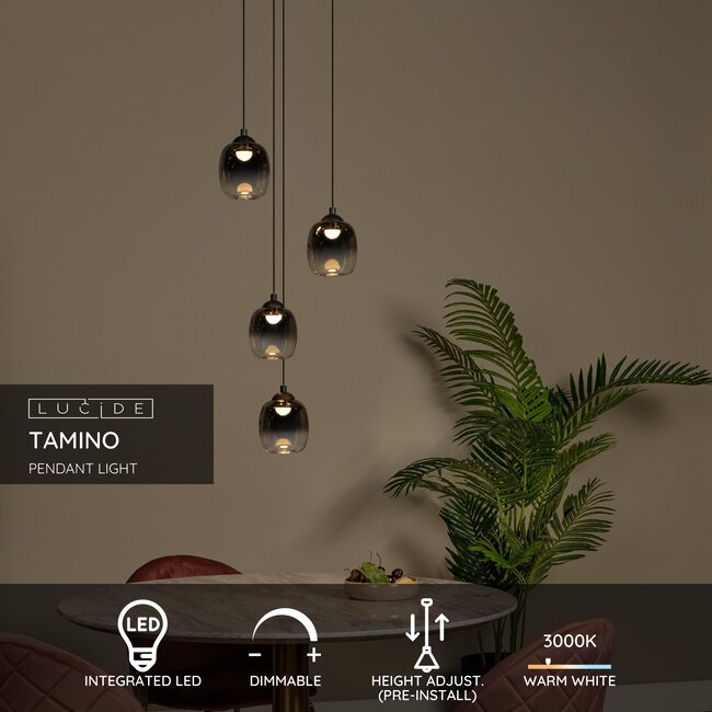 TAMINO - Suspension - Ø 36 cm - LED à intensité variable - 4 x 5,2 W 3000 K - Noir - 74419/20/30