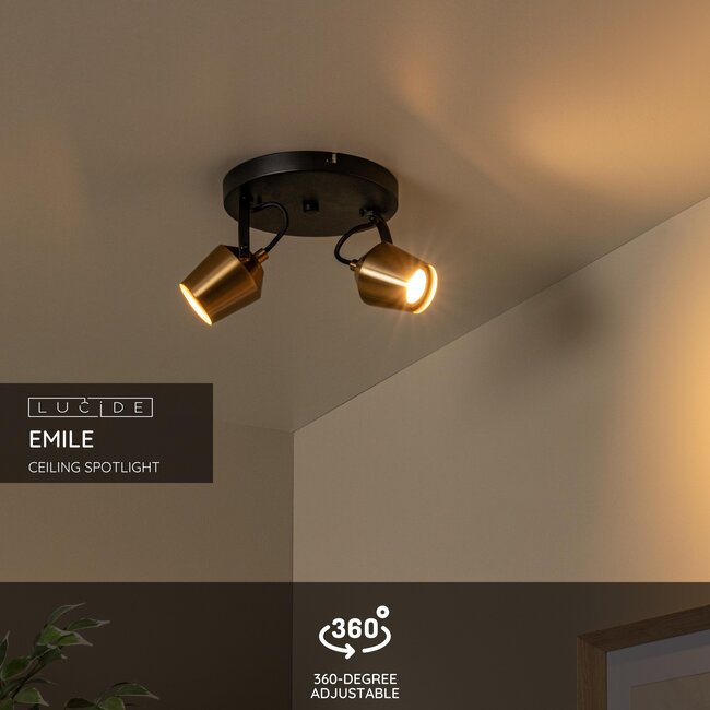 EMILE - Ceiling spotlight - Ø 20 cm - 2xGU10 - Matt Gold / Brass - 51901/02/02