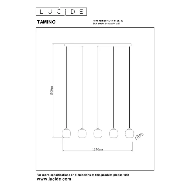 TAMINO - Pendant light - LED Dim. - 5x5,6W 3000K - Black - 74419/25/30