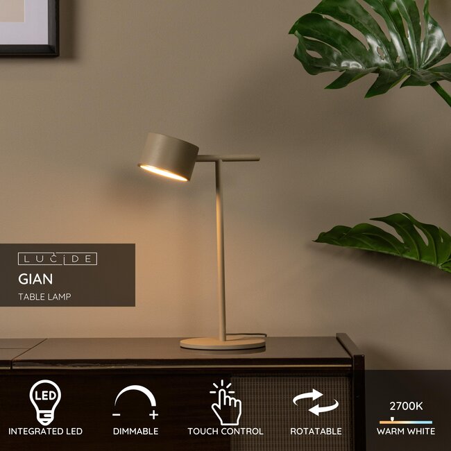 GIAN - Table lamp - LED Dim. - 1x9W 2700K - Taupe - 44517/08/41