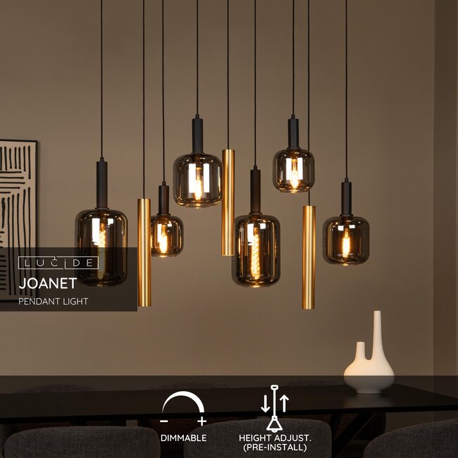 JOANET - Hanglamp - 6xE27 - Messing - 45494/19/96