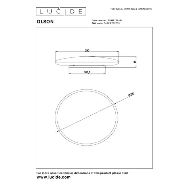 OLSON - Ceiling lamp - Ø 29 cm - LED Dimming. - CCT - 1x24W 3000K/6500K - Opal - 79190/24/61