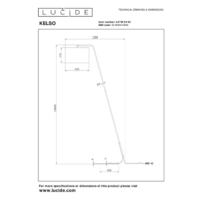 KELSO - Floor lamp - 1xE27 - Black - 44719/81/30