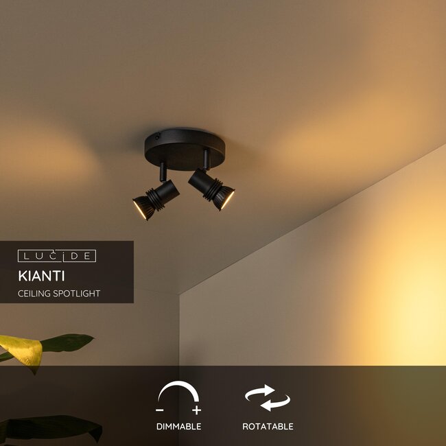 KIANTI - Ceiling spotlight - Ø 15 cm - 2xGU10 - Black - 53901/12/30