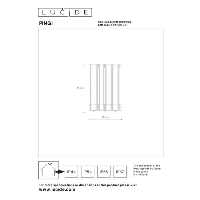 PINGI - Rechargeable Floor lamp Indoor/Outdoor - Battery pack - Ø 33,5 cm- LED 3 StepDim - 1x3W 3000K - IP44 - Black - 06822/37/30