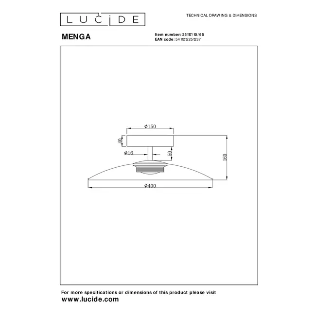 MENGA - Plafonnier - Ø 40 cm - LED Dim. - 1x12W 2700K - Fumé - 25117/10/65