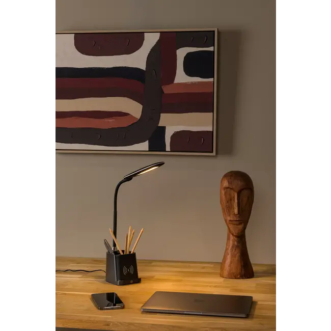 PENNY - Desk lamp - LED Dim. - 1x4,7W 3000K - With wireless charger - Black - 18674/06/30