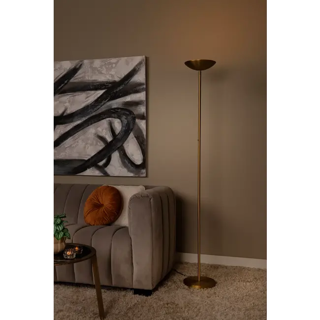 ZENITH - Vloerlamp - Ø 25,4 cm - LED Dimb. - 1x20W 3000K - Mat Goud / Messing - 19791/20/02