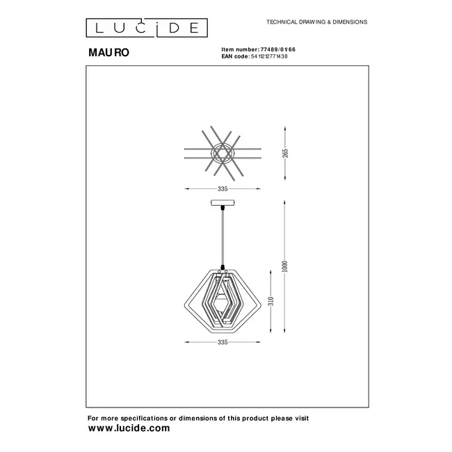 MAURO - Suspension Chambres d'enfant - 1xE27 - Rose - 77489/01/66