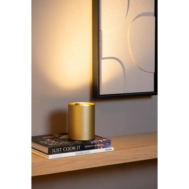 TUBE - Tafellamp - Ø 9,6 cm - LED Dimb. - GU10 - 1x5W 2600K/2800K - 3 StepDim - Mat Goud / Messing - 22552/05/02