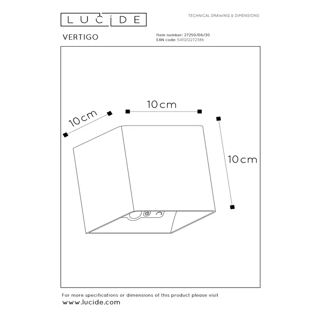 VERTIGO - Oplaadbare Wandlamp Binnen/Buiten - Accu/Batterij - LED Dimb. - 1x6W 2700K - IP54 - Beweging & dag/nacht sensor - Zwart - 27250/06/30