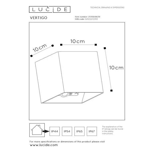 VERTIGO - Oplaadbare Wandlamp Binnen/Buiten - Accu/Batterij - LED Dimb. - 1x6W 2700K - IP54 - Beweging & dag/nacht sensor - Wit - 27250/06/31